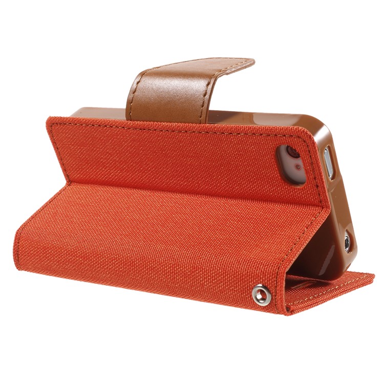 MERCURY GOOSPERY Canvas Diary Leather Cover for iPhone 4s / 4 with Stand - Orange-4
