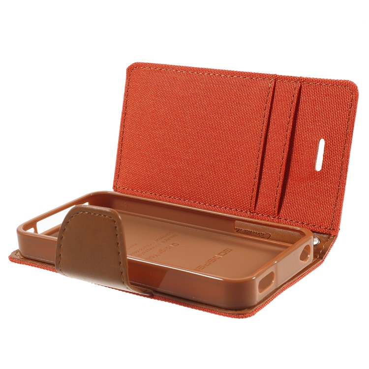 MERCURY GOOSPERY Canvas Diary Leather Cover for iPhone 4s / 4 with Stand - Orange-6