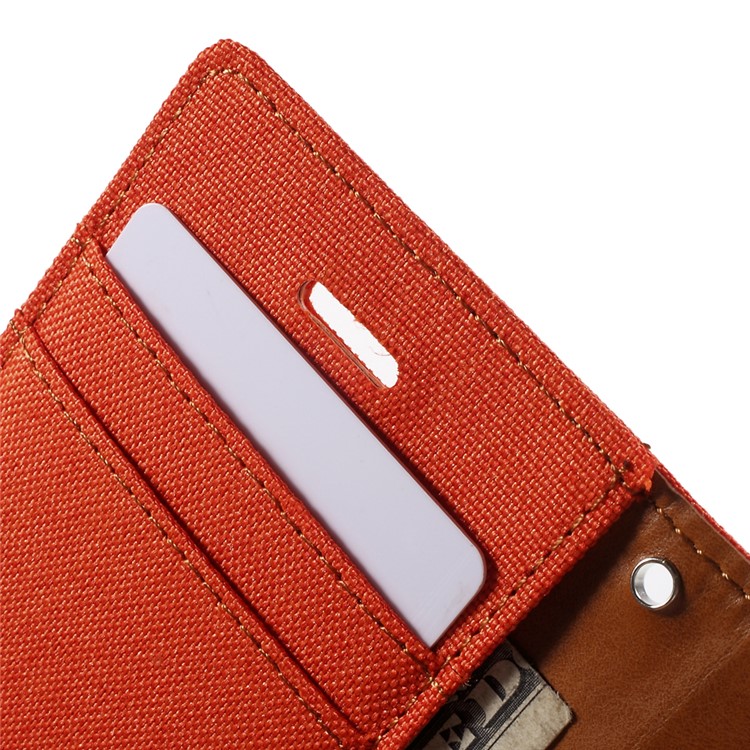 MERCURY GOOSPERY Canvas Diary Leather Cover for iPhone 4s / 4 with Stand - Orange-7