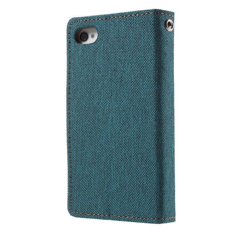 MERCURY GOOSPERY Canvas Diary Leather Cover for iPhone 4s / 4 with Stand - Green-2