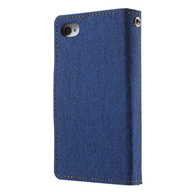 MERCURY GOOSPERY Canvas Diary Leather Cover for iPhone 4s / 4 with Stand - Baby Blue-2