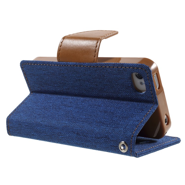 MERCURY GOOSPERY Canvas Diary Leather Cover for iPhone 4s / 4 with Stand - Baby Blue-4