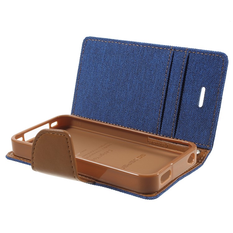 MERCURY GOOSPERY Canvas Diary Leather Cover for iPhone 4s / 4 with Stand - Baby Blue-6