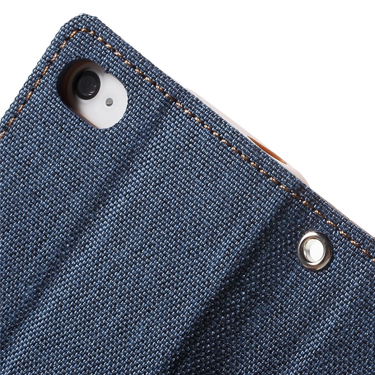 MERCURY GOOSPERY Canvas Diary Leather Cover for iPhone 4s / 4 with Stand - Dark Blue-7
