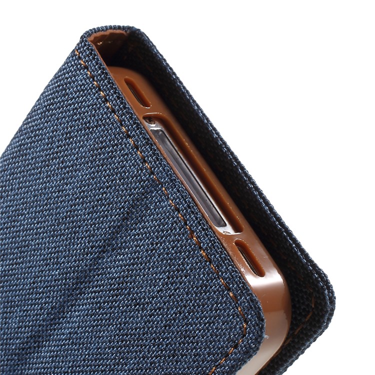 MERCURY GOOSPERY Canvas Diary Leather Cover for iPhone 4s / 4 with Stand - Dark Blue-9