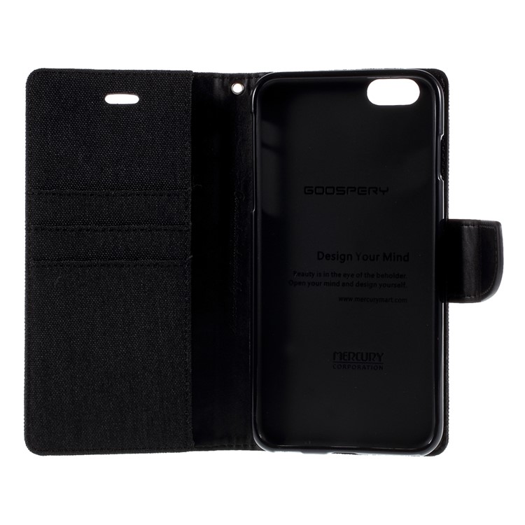MERCURY GOOSPERY Canvas Diary Leather Case for iPhone 6s Plus / 6 Plus Plus with Stand - Black-10