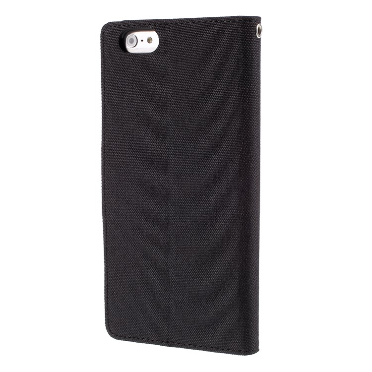 MERCURY GOOSPERY Canvas Diary Leather Case for iPhone 6s Plus / 6 Plus Plus with Stand - Black-2