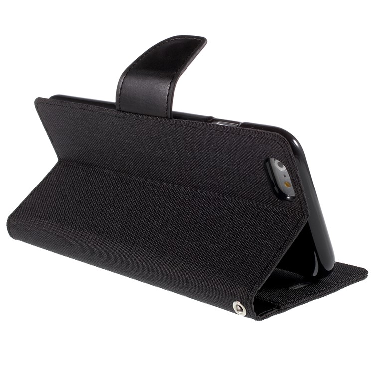 MERCURY GOOSPERY Canvas Diary Leather Case for iPhone 6s Plus / 6 Plus Plus with Stand - Black-5
