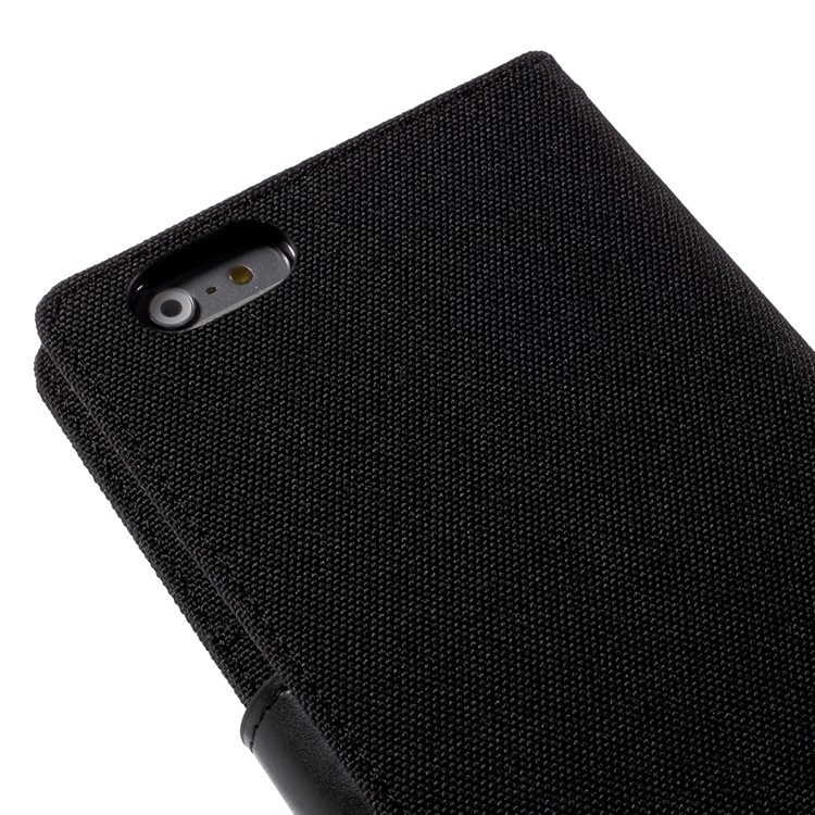 MERCURY GOOSPERY Canvas Diary Leather Case for iPhone 6s Plus / 6 Plus Plus with Stand - Black-9