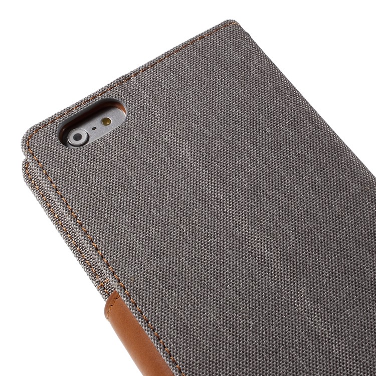 MERCURY GOOSPERY Canvas Diary Leather Case for iPhone 6s Plus / 6 Plus Plus with Stand - Grey-8