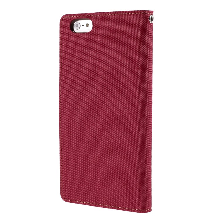 MERCURY GOOSPERY Canvas Diary Leather Shell for iPhone 6s Plus / 6 Plus Plus with Stand - Red-2