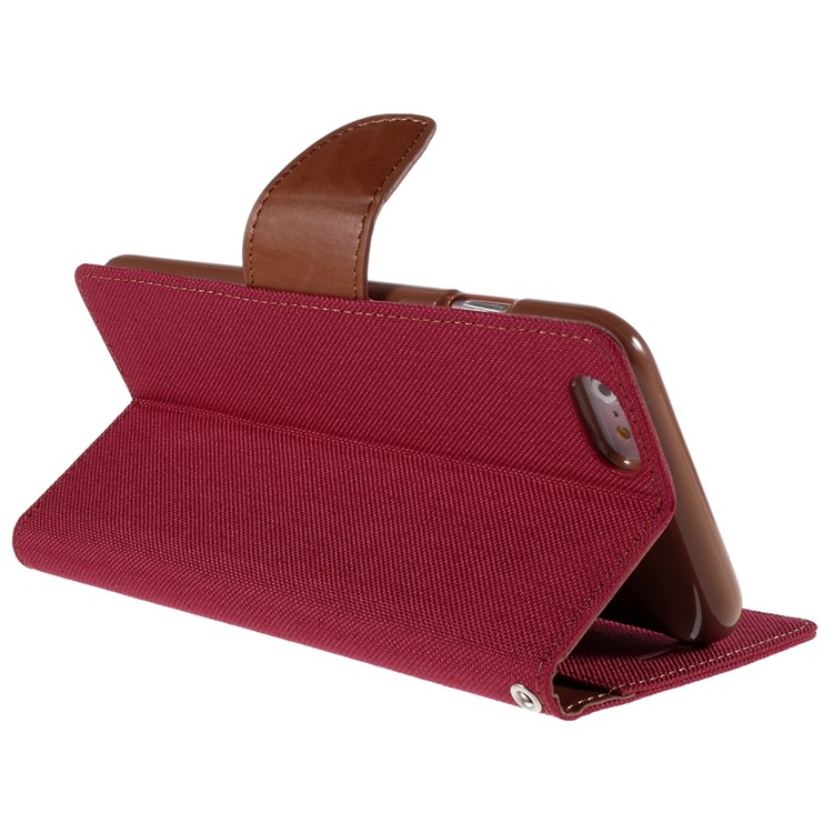 MERCURY GOOSPERY Canvas Diary Leather Shell for iPhone 6s Plus / 6 Plus Plus with Stand - Red-5