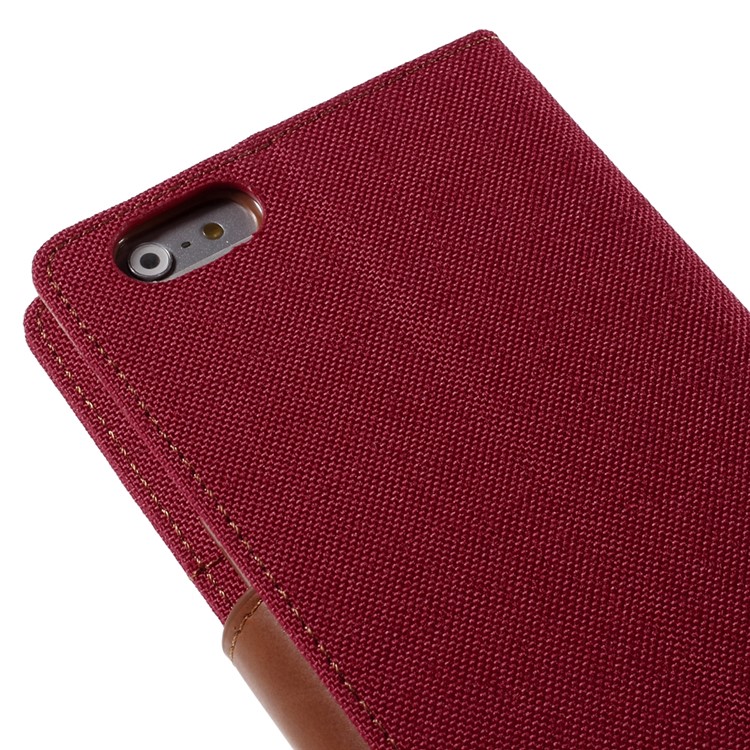 MERCURY GOOSPERY Canvas Diary Leather Shell for iPhone 6s Plus / 6 Plus Plus with Stand - Red-7