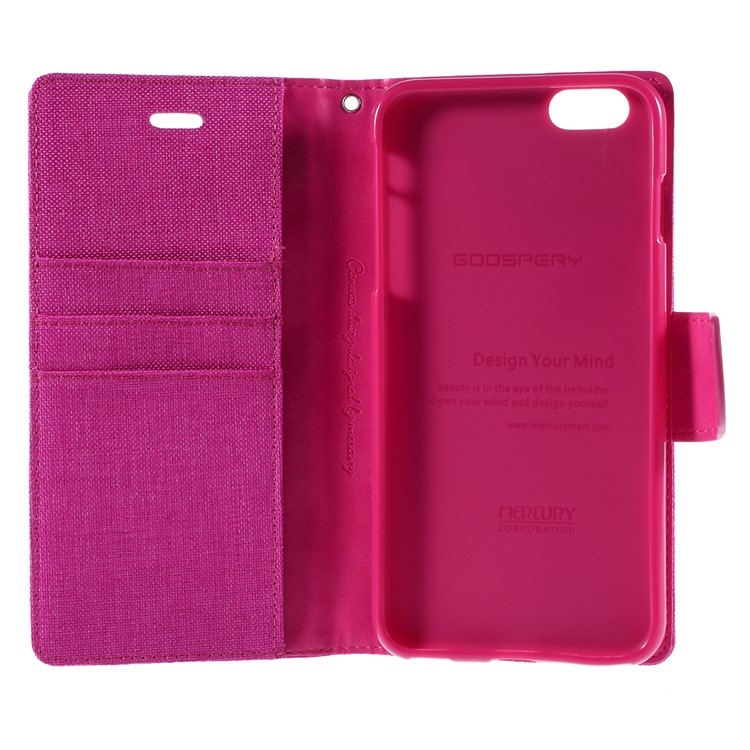 MERCURY GOOSPERY Canvas Diary Leather Case for iPhone 6s Plus / 6 Plus Plus with Stand - Rose-10