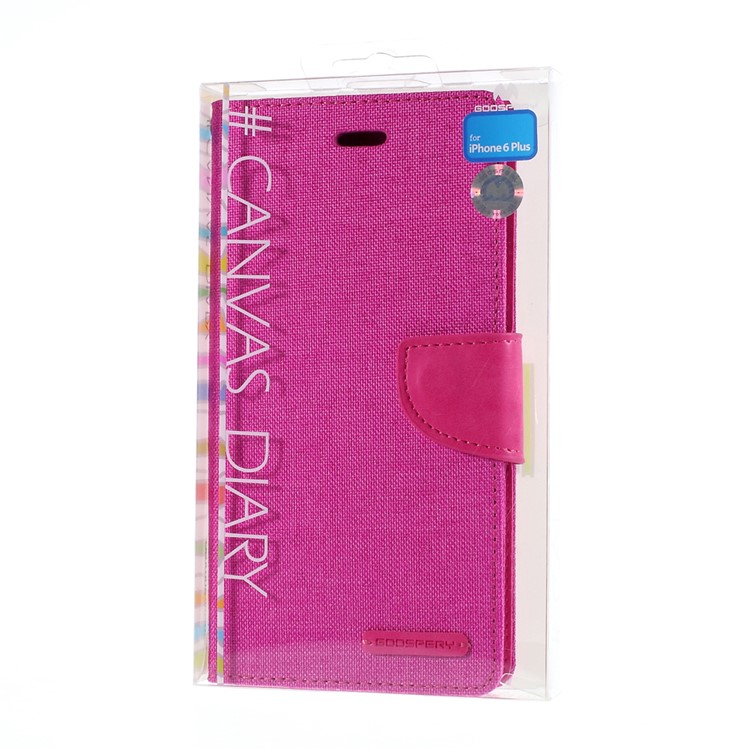 MERCURY GOOSPERY Canvas Diary Leather Case for iPhone 6s Plus / 6 Plus Plus with Stand - Rose-11
