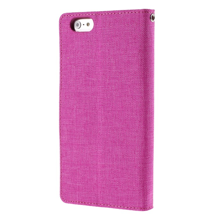 MERCURY GOOSPERY Canvas Diary Leather Case for iPhone 6s Plus / 6 Plus Plus with Stand - Rose-2