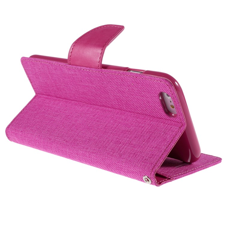 MERCURY GOOSPERY Canvas Diary Leather Case for iPhone 6s Plus / 6 Plus Plus with Stand - Rose-5
