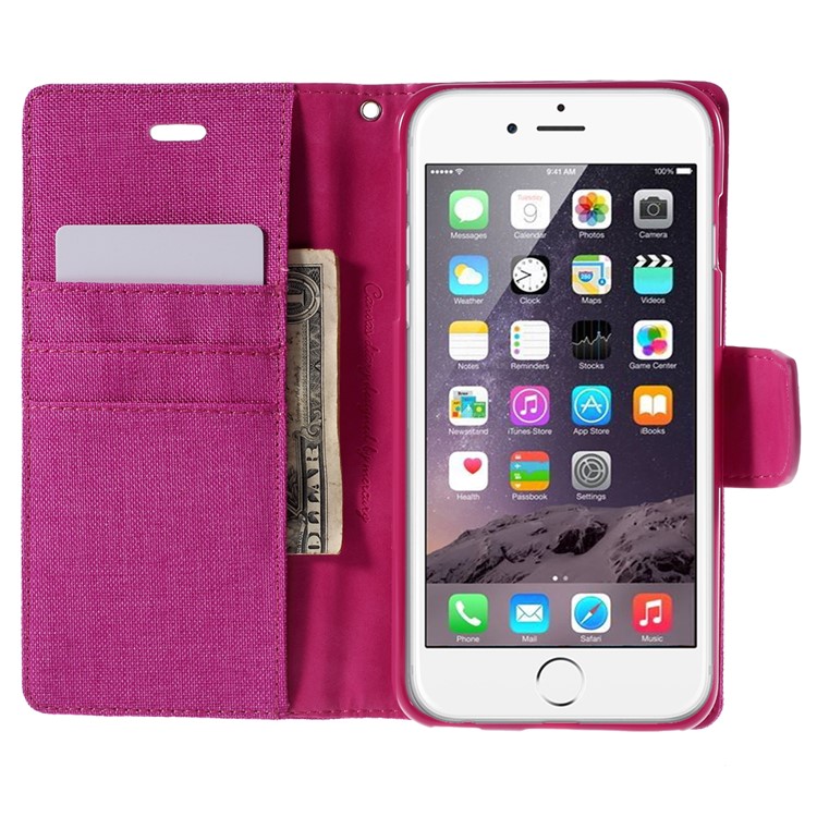 MERCURY GOOSPERY Canvas Diary Leather Case for iPhone 6s Plus / 6 Plus Plus with Stand - Rose-6