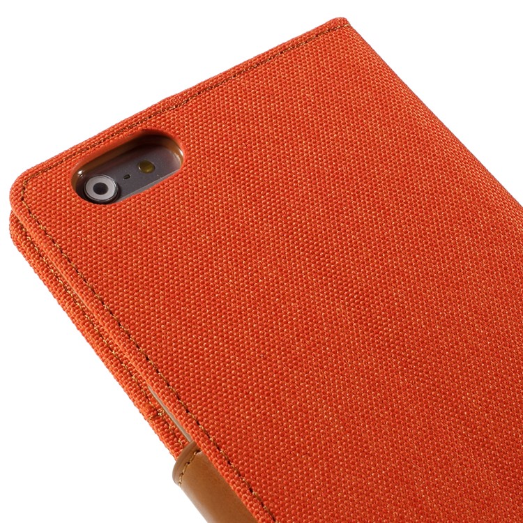 MERCURY GOOSPERY Canvas Diary Leather Case for iPhone 6s Plus / 6 Plus Plus with Stand - Orange-10