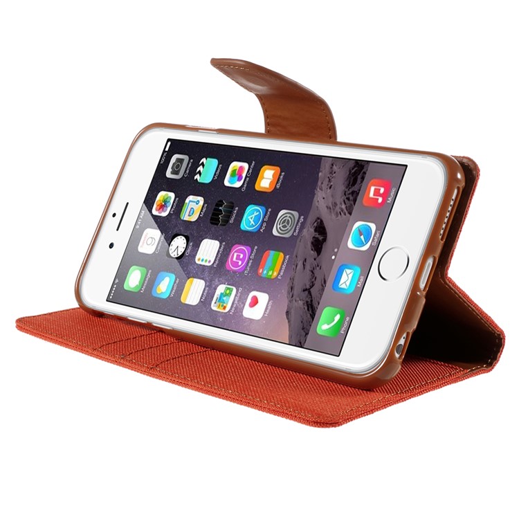 MERCURY GOOSPERY Canvas Diary Leather Case for iPhone 6s Plus / 6 Plus Plus with Stand - Orange-4