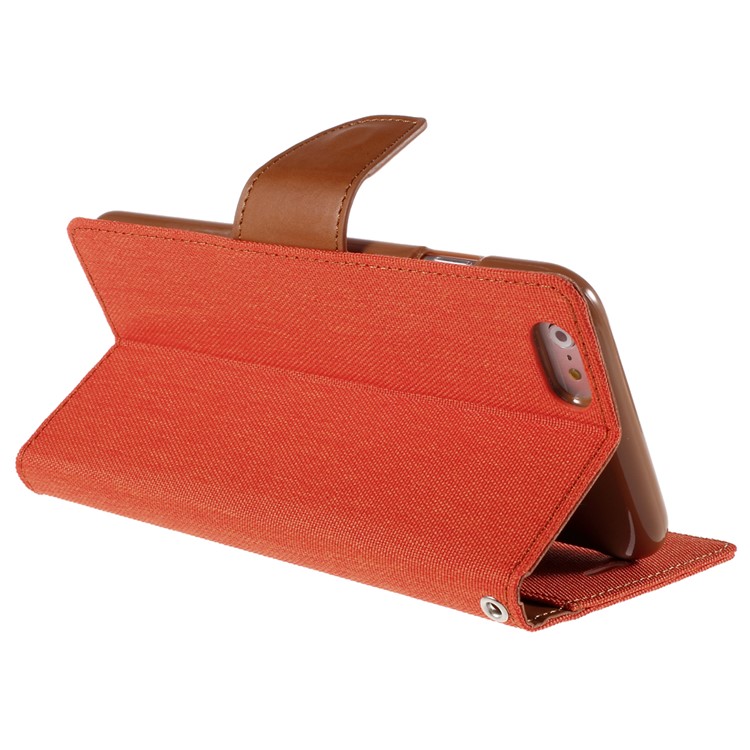 MERCURY GOOSPERY Canvas Diary Leather Case for iPhone 6s Plus / 6 Plus Plus with Stand - Orange-5