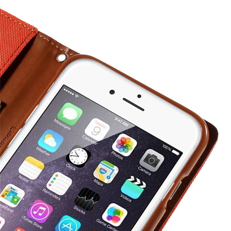 MERCURY GOOSPERY Canvas Diary Leather Case for iPhone 6s Plus / 6 Plus Plus with Stand - Orange-7
