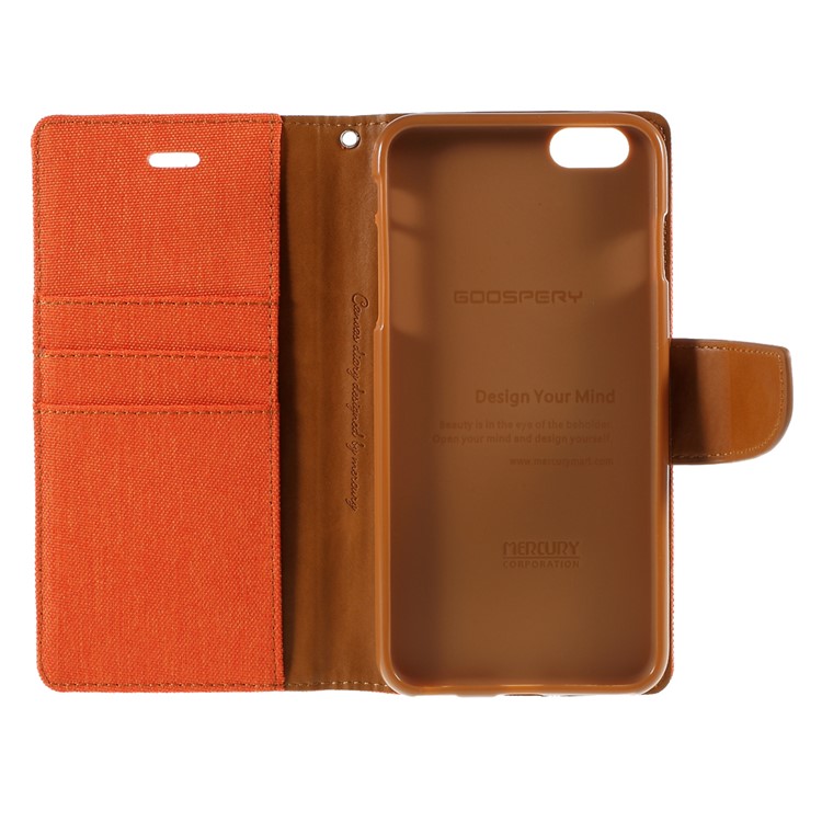 MERCURY GOOSPERY Canvas Diary Leather Case for iPhone 6s Plus / 6 Plus Plus with Stand - Orange-8