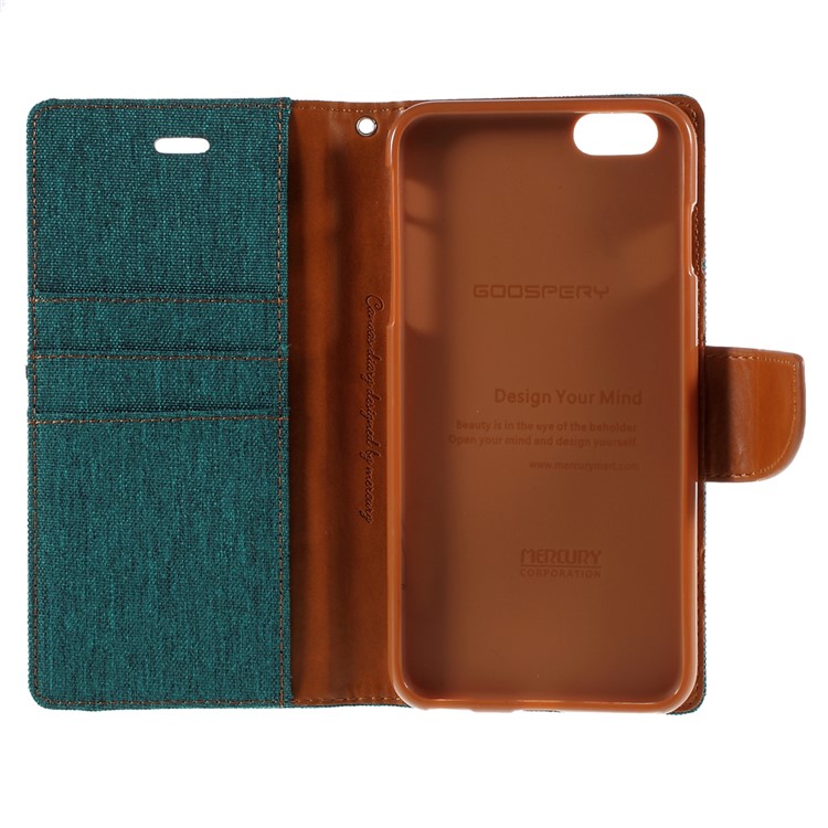 MERCURY GOOSPERY Canvas Diary Leather Case for iPhone 6s Plus / 6 Plus Plus with Stand - Green-10