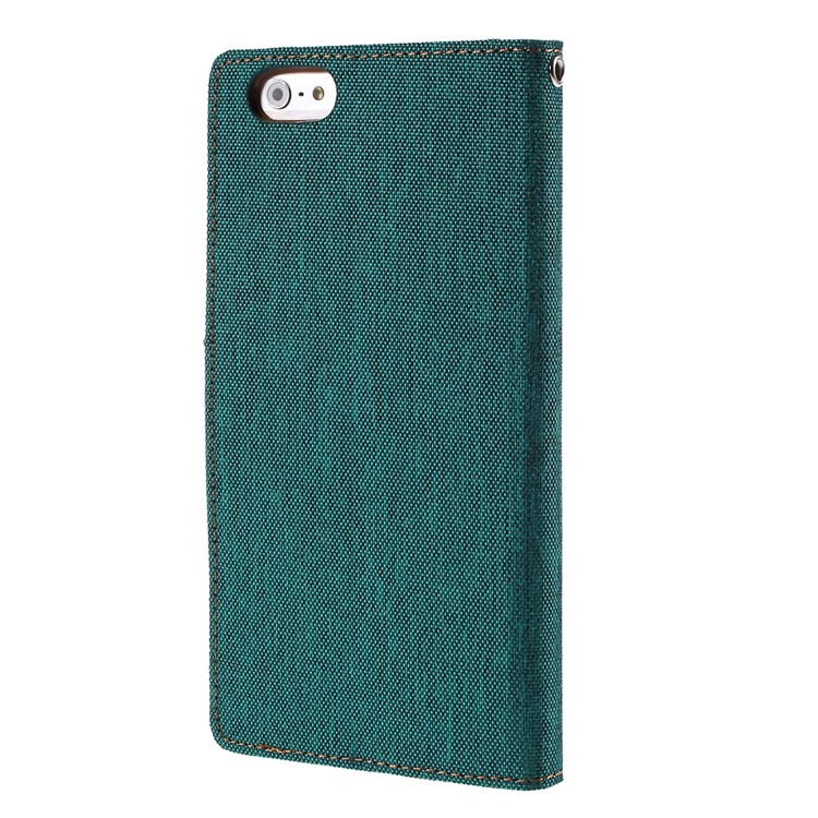 MERCURY GOOSPERY Canvas Diary Leather Case for iPhone 6s Plus / 6 Plus Plus with Stand - Green-2