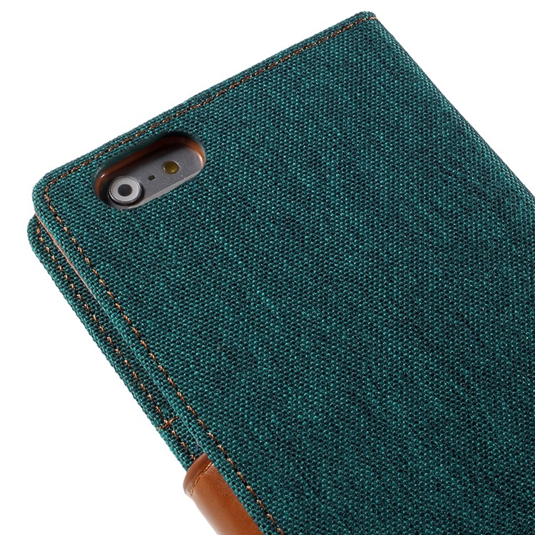 MERCURY GOOSPERY Canvas Diary Leather Case for iPhone 6s Plus / 6 Plus Plus with Stand - Green-8