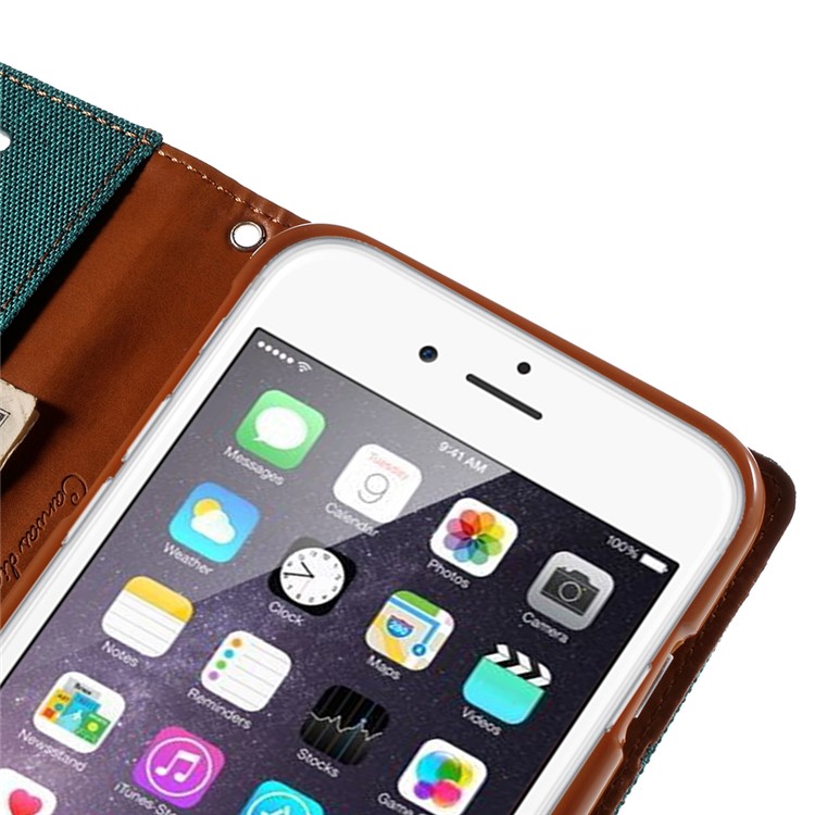 MERCURY GOOSPERY Canvas Diary Leather Case for iPhone 6s Plus / 6 Plus Plus with Stand - Green-9