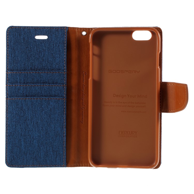 MERCURY GOOSPERY Canvas Diary Leather Case for iPhone 6s Plus / 6 Plus Plus with Stand - Light Blue-10