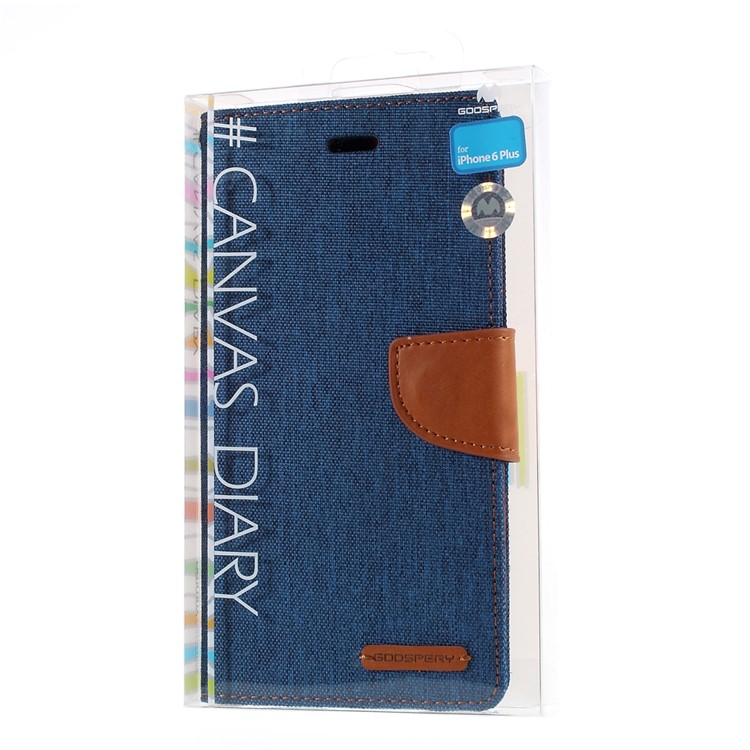 MERCURY GOOSPERY Canvas Diary Leather Case for iPhone 6s Plus / 6 Plus Plus with Stand - Light Blue-11