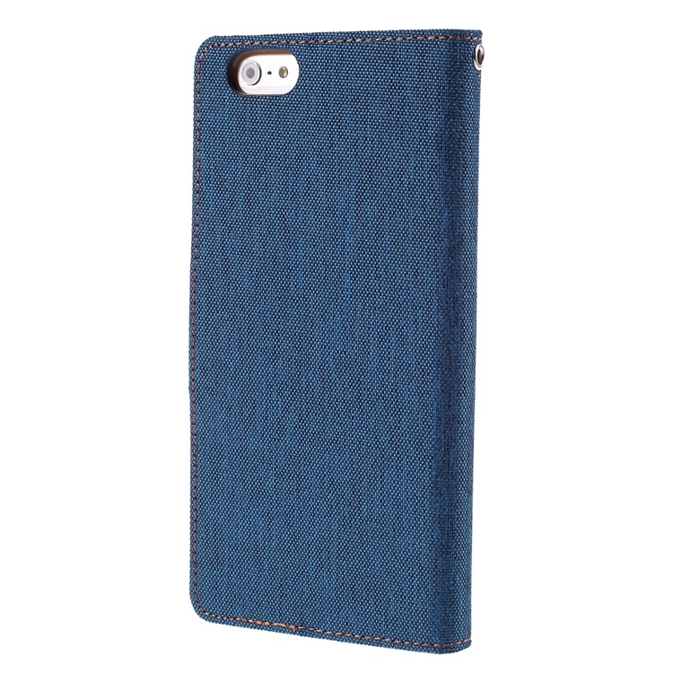 MERCURY GOOSPERY Canvas Diary Leather Case for iPhone 6s Plus / 6 Plus Plus with Stand - Light Blue-2