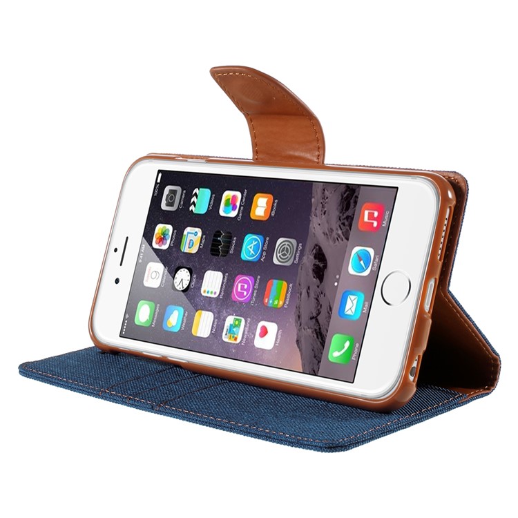 MERCURY GOOSPERY Canvas Diary Leather Case for iPhone 6s Plus / 6 Plus Plus with Stand - Light Blue-4