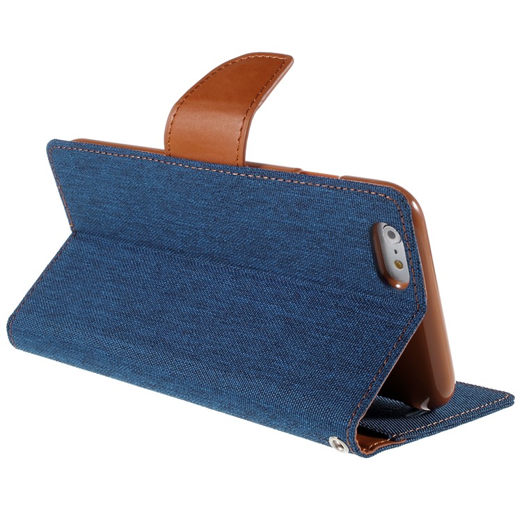 MERCURY GOOSPERY Canvas Diary Leather Case for iPhone 6s Plus / 6 Plus Plus with Stand - Light Blue-5