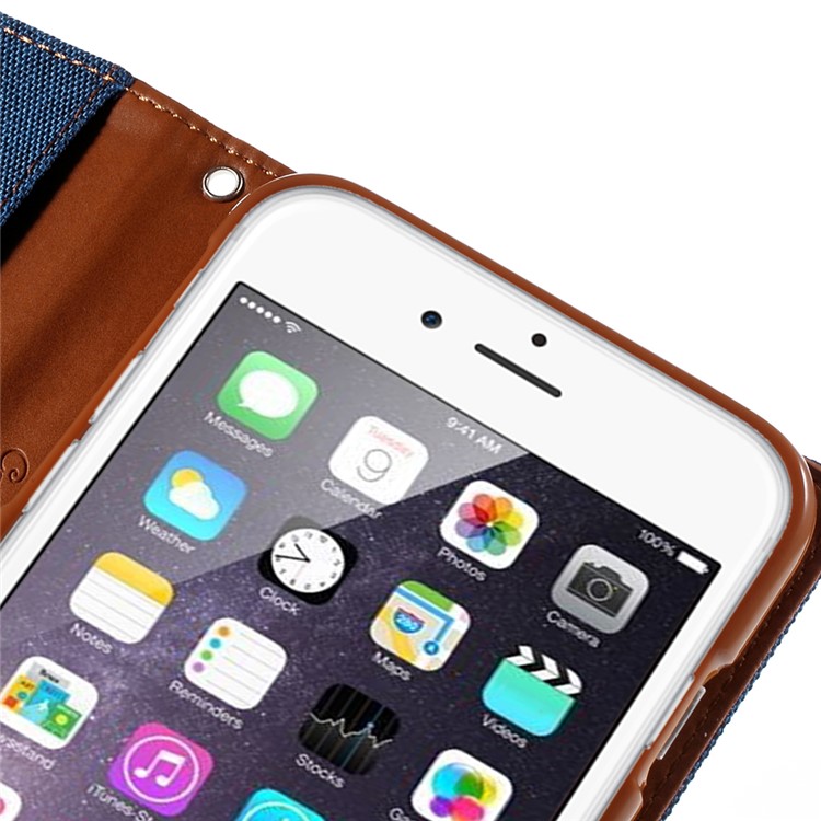 MERCURY GOOSPERY Canvas Diary Leather Case for iPhone 6s Plus / 6 Plus Plus with Stand - Light Blue-7