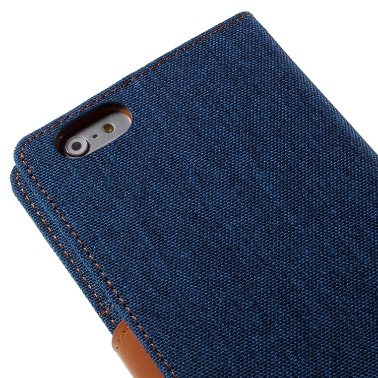 MERCURY GOOSPERY Canvas Diary Leather Case for iPhone 6s Plus / 6 Plus Plus with Stand - Light Blue-9