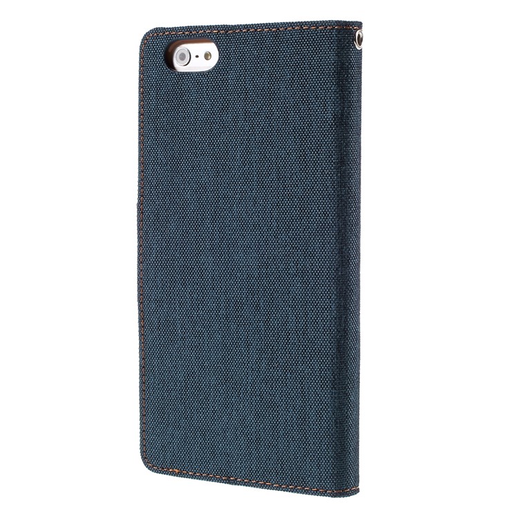MERCURY GOOSPERY Canvas Diary Leather Case for iPhone 6s Plus / 6 Plus Plus with Stand - Dark Blue-2