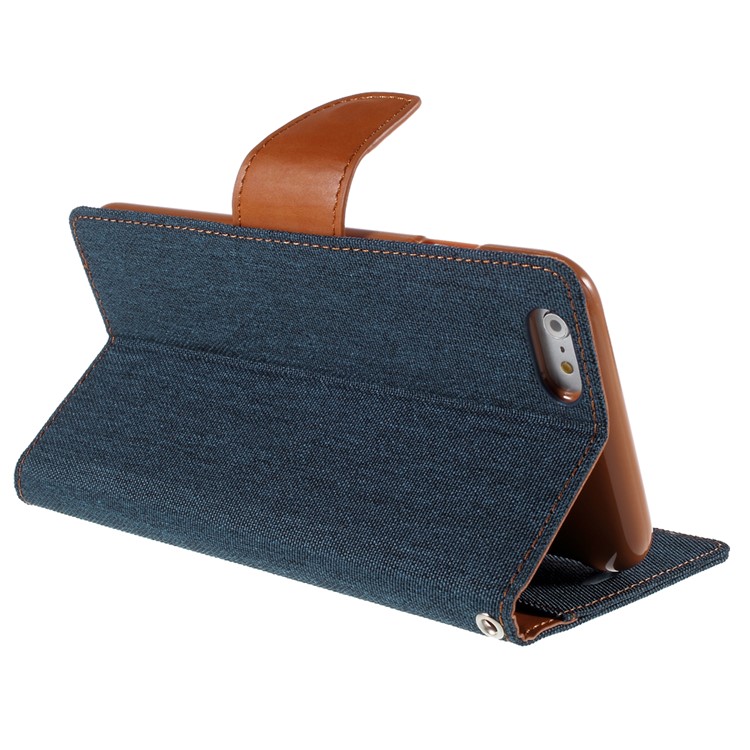 MERCURY GOOSPERY Canvas Diary Leather Case for iPhone 6s Plus / 6 Plus Plus with Stand - Dark Blue-5