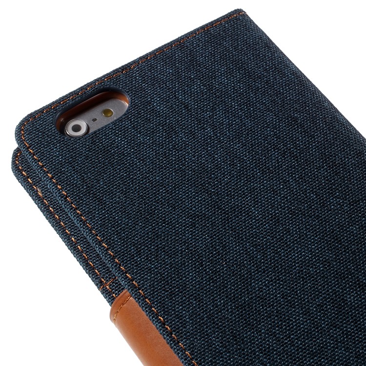 MERCURY GOOSPERY Canvas Diary Leather Case for iPhone 6s Plus / 6 Plus Plus with Stand - Dark Blue-9