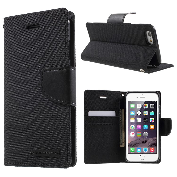 MERCURY GOOSPERY Canvas Wallet Leather Case for iPhone 6s / 6 4.7 inch - Black-1