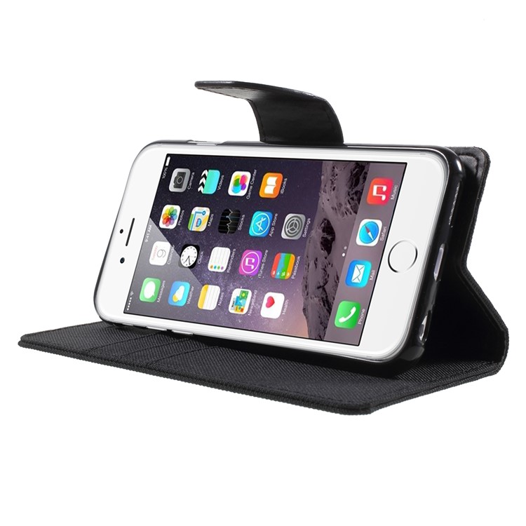 MERCURY GOOSPERY Canvas Wallet Leather Case for iPhone 6s / 6 4.7 inch - Black-3