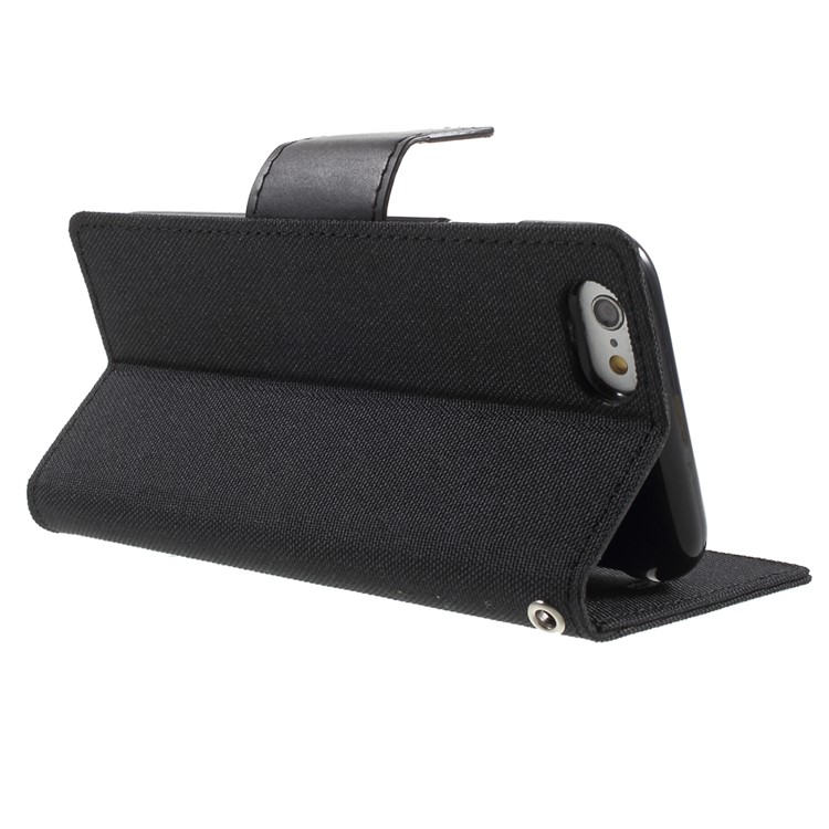 MERCURY GOOSPERY Canvas Wallet Leather Case for iPhone 6s / 6 4.7 inch - Black-4