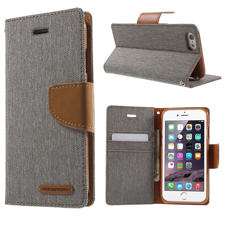 MERCURY GOOSPERY Canvas Wallet Leather Cover for iPhone 6s / 6 4.7 inch - Grey-1