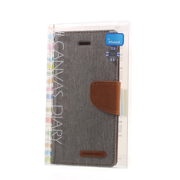 MERCURY GOOSPERY Canvas Wallet Leather Cover for iPhone 6s / 6 4.7 inch - Grey-11