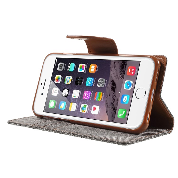 MERCURY GOOSPERY Canvas Wallet Leather Cover for iPhone 6s / 6 4.7 inch - Grey-3
