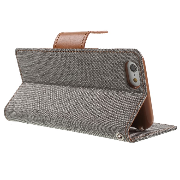 MERCURY GOOSPERY Canvas Wallet Leather Cover for iPhone 6s / 6 4.7 inch - Grey-4