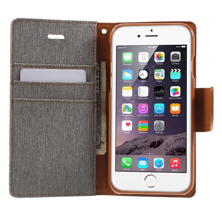 MERCURY GOOSPERY Canvas Wallet Leather Cover for iPhone 6s / 6 4.7 inch - Grey-5