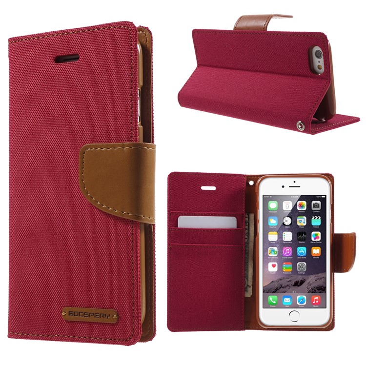 MERCURY GOOSPERY Canvas Wallet Leather Shell for iPhone 6s / 6 4.7 inch - Red-1